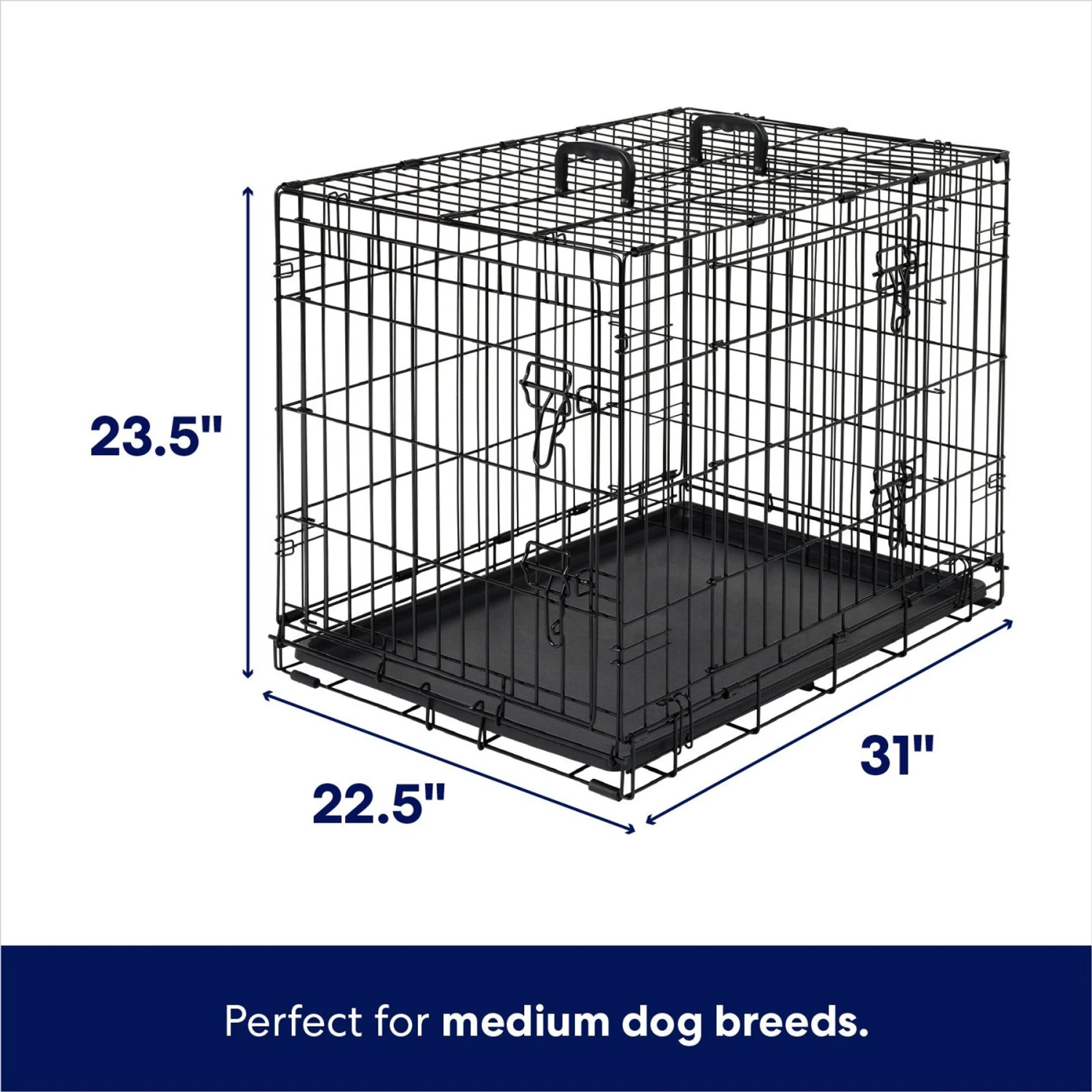 Frisco Heavy Duty Fold & Carry Double Door Collapsible Wire Dog Crate 4 Frisco Heavy Duty Fold & Carry Double Door Collapsible Wire Dog Crate - Image 2