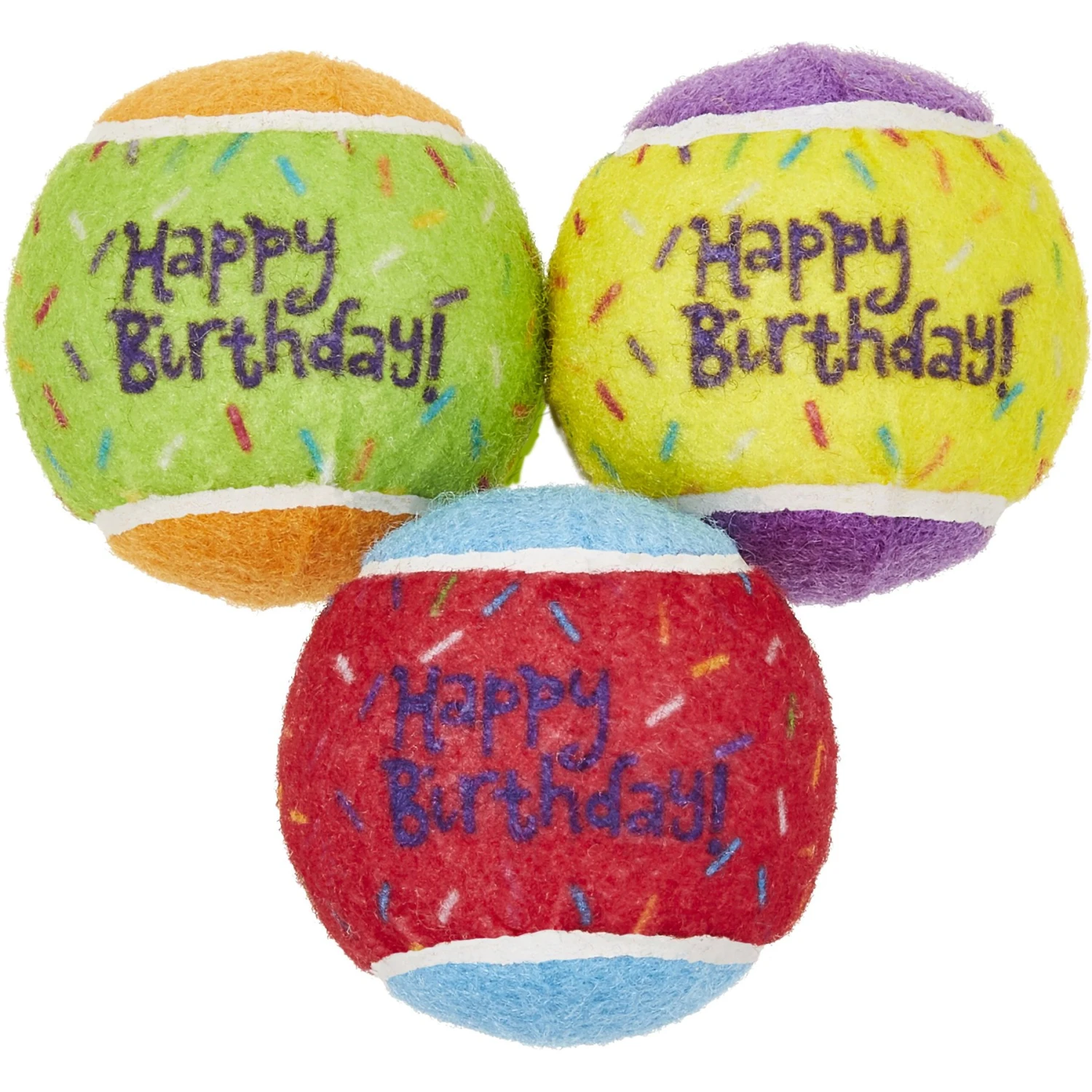 Frisco Birthday Fetch Squeaky Tennis Ball Dog Toy 2 Frisco Birthday Fetch Squeaky Tennis Ball Dog Toy