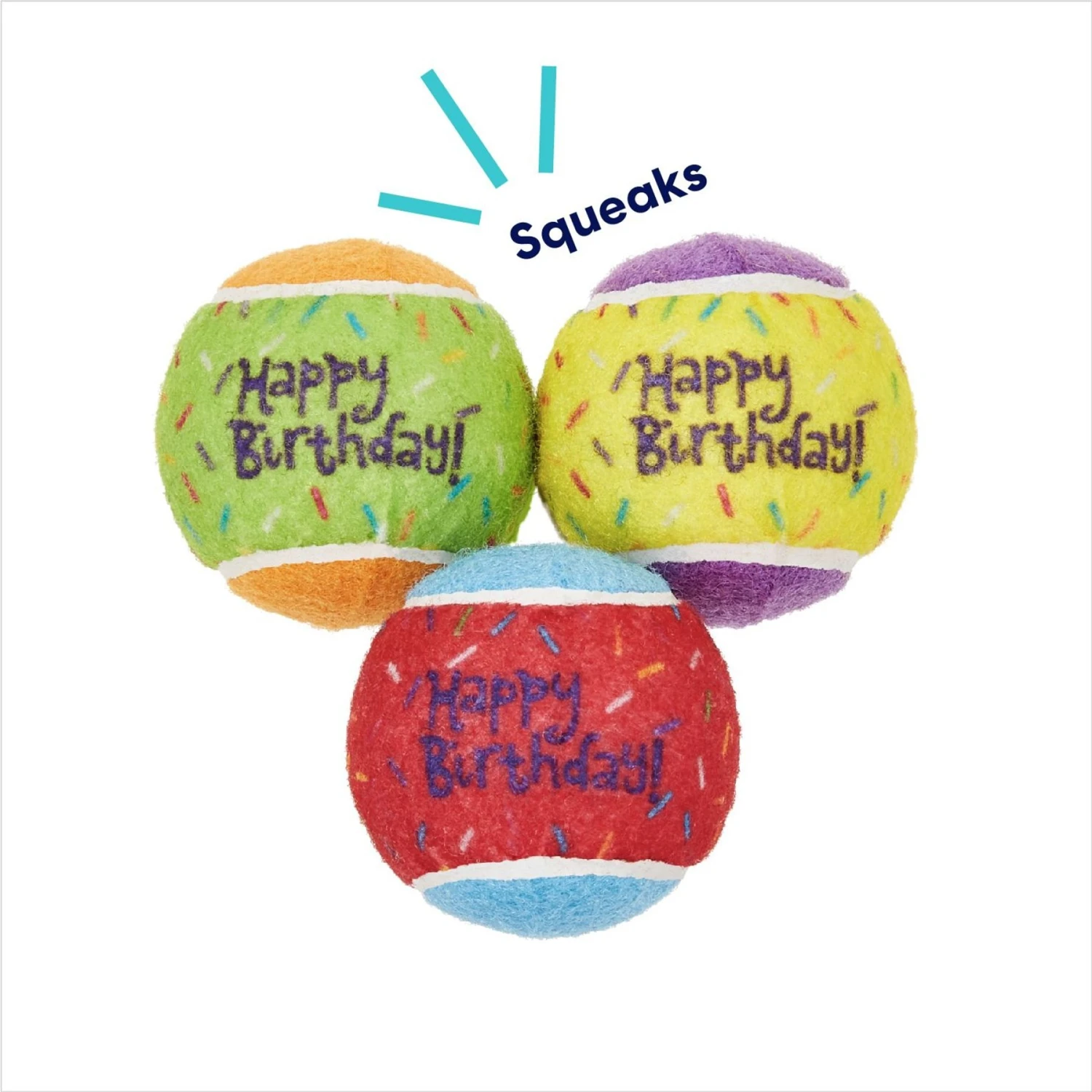 Frisco Birthday Fetch Squeaky Tennis Ball Dog Toy 4 Frisco Birthday Fetch Squeaky Tennis Ball Dog Toy - Image 3