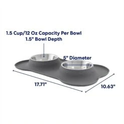Frisco Silicone Stainless Steel Double Diner Dog & Cat Bowl -Frisco 215990 PT1. AC SS1800 V1685732021