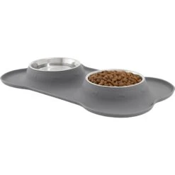 Frisco Silicone Stainless Steel Double Diner Dog & Cat Bowl -Frisco 215990 PT2. AC SS1800 V1591020093