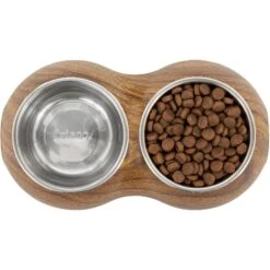 Frisco Double Stainless Steel Bowl, Wood Design -Frisco 216068 PT4. AC SS1800 V1591021017