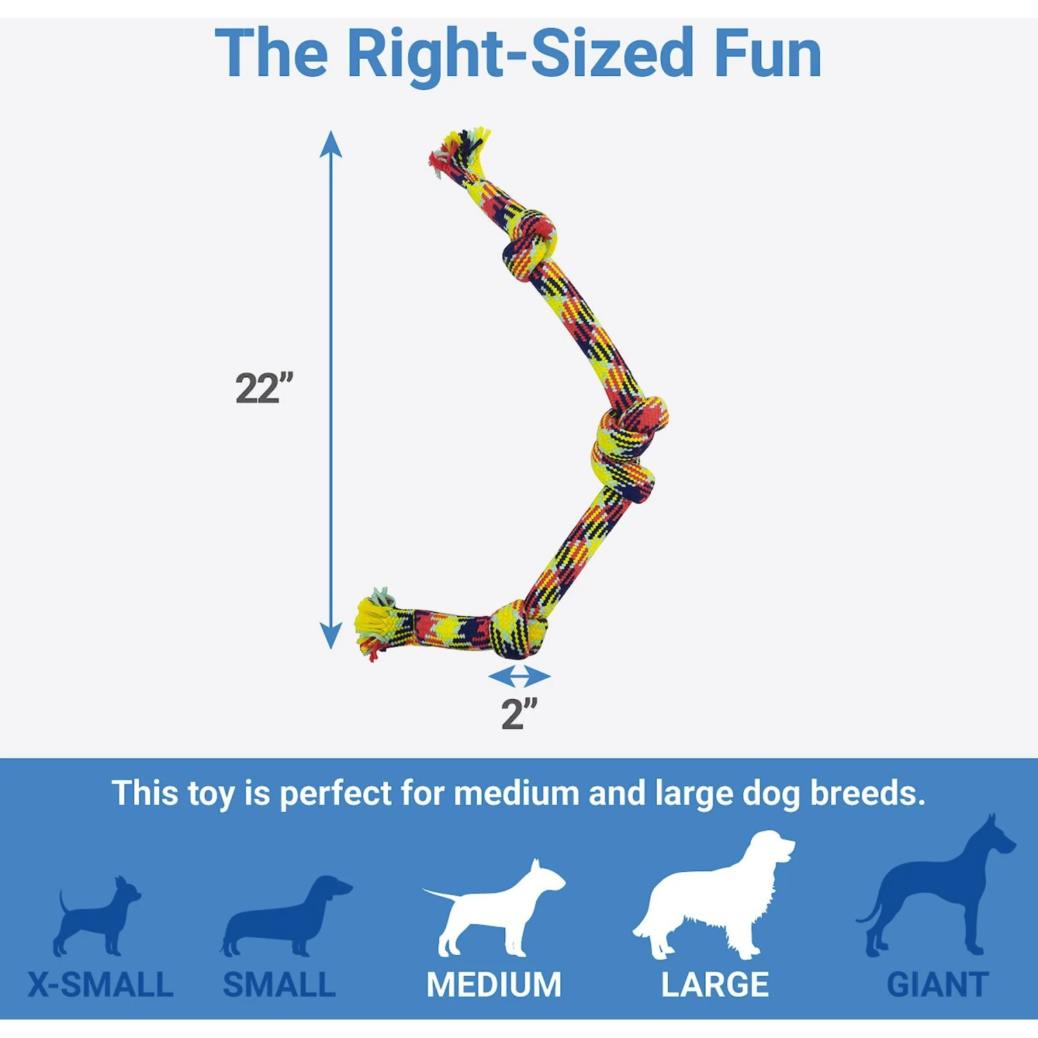 Frisco 4-Knot Tri-Color Rope Dog Toy 4 Frisco 4-Knot Tri-Color Rope Dog Toy - Image 2