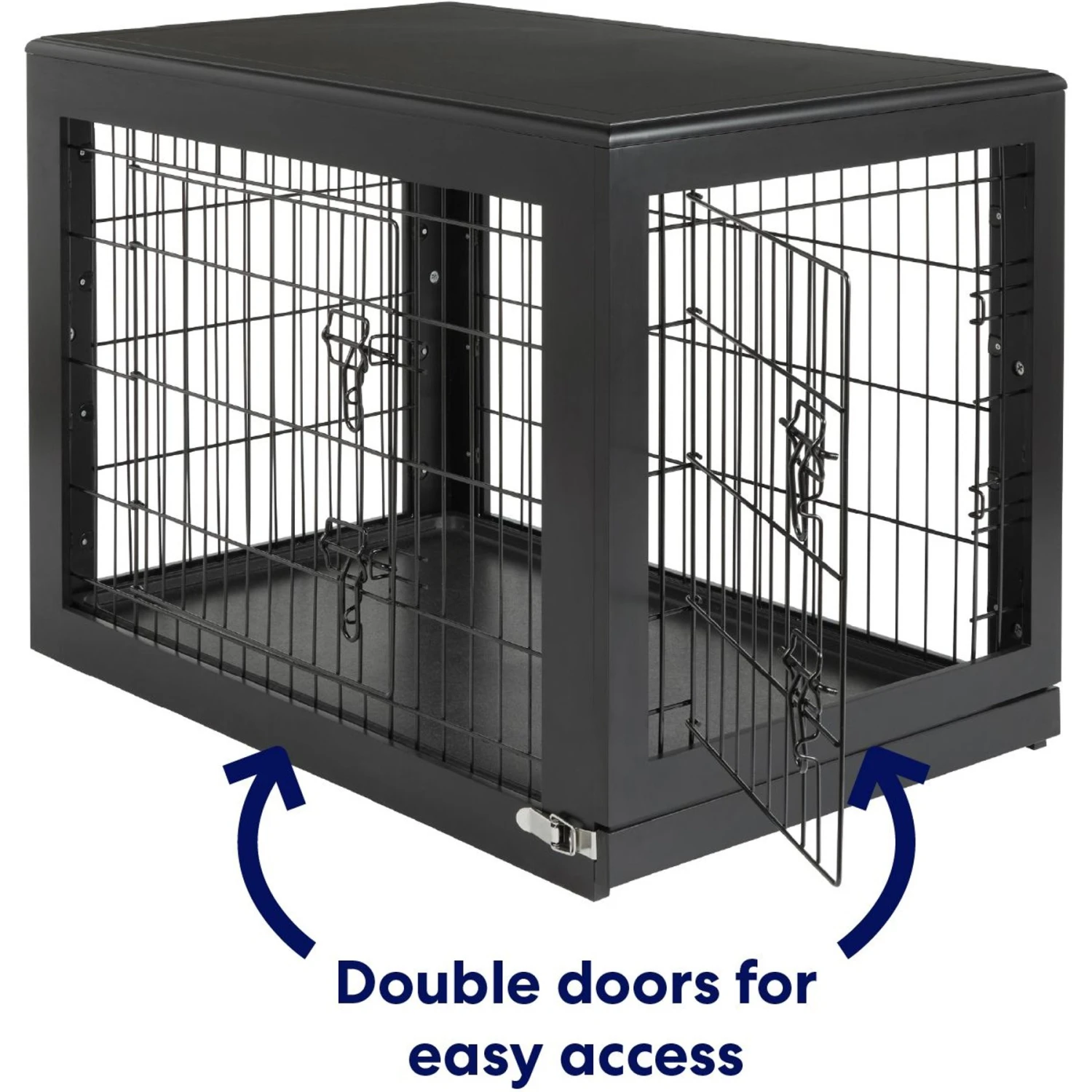 Frisco Double Door Furniture Style Dog Crate, Black 5 Frisco Double Door Furniture Style Dog Crate, Black - Image 3