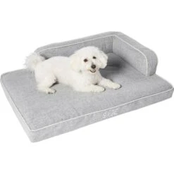 Frisco Faux Linen Corner Personalized Bolster Dog Bed W/Removable Cover, Harbour Blue, L -Frisco 262160 PT2. AC SS1800 V1615568489