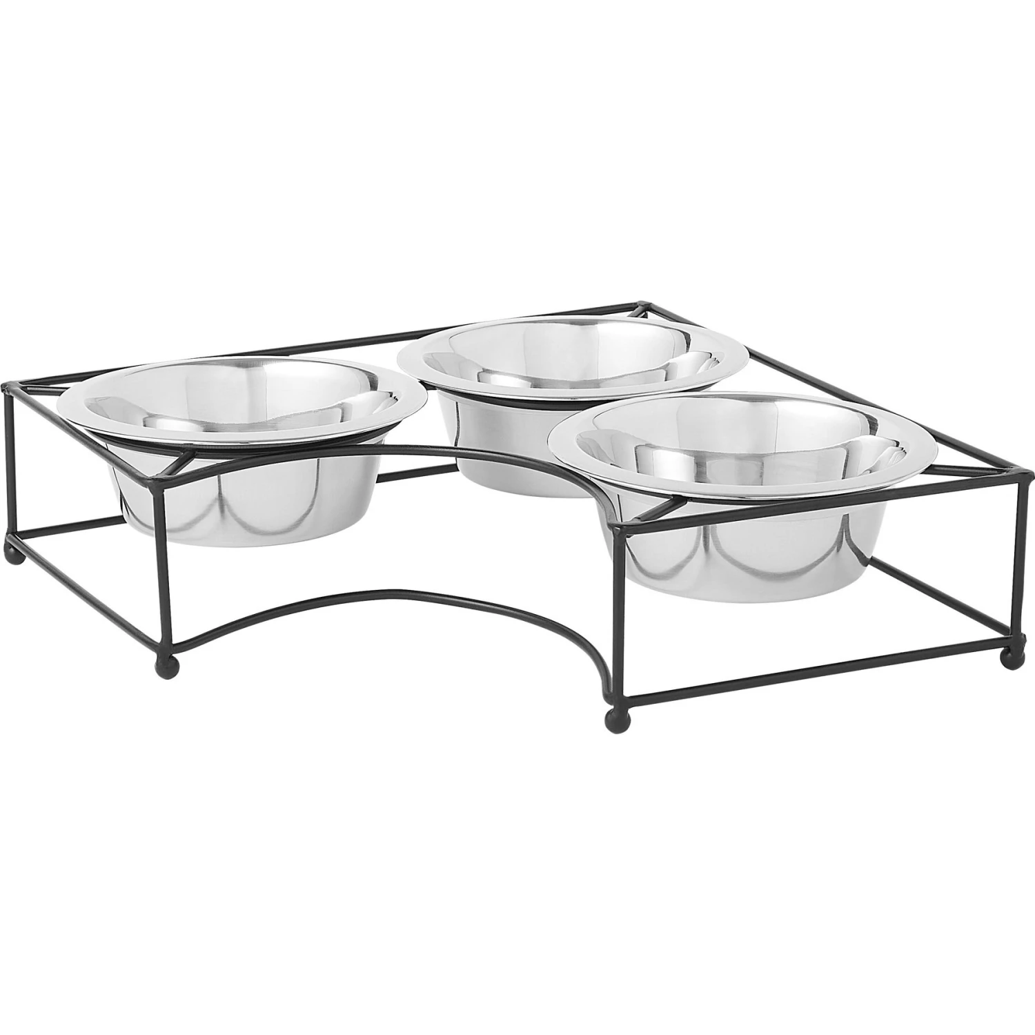 Frisco Multi Pet Feeding Corner 3-Bowls Stainless Steel Dog & Cat Bowl 3 Frisco Multi Pet Feeding Corner 3-Bowls Stainless Steel Dog & Cat Bowl