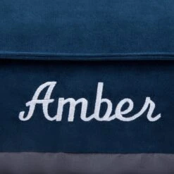 Frisco Personalized Navy Bolstered Bed With Navy Check Bolster, X-Large -Frisco 311768 PT3. AC SS1800 V1630593987