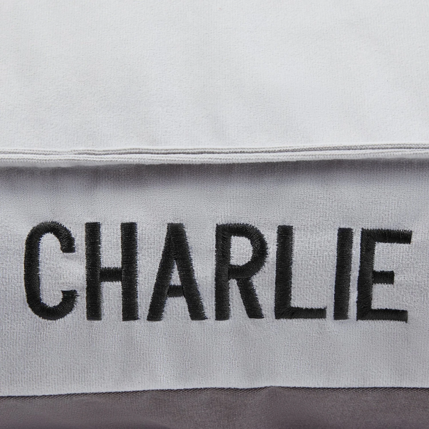 Frisco Personalized Silver Bolstered Bed With Silver Check Bolster 6 Frisco Personalized Silver Bolstered Bed With Silver Check Bolster - Image 4