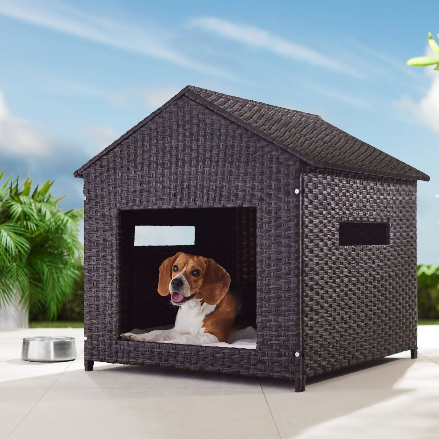 Frisco Outdoor Wicker Dog House & Bed 3 Frisco Outdoor Wicker Dog House & Bed
