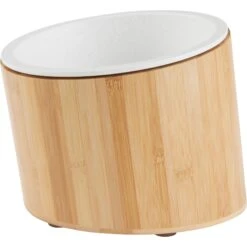 Frisco 4 Frisco Elevated Slanted Bamboo Melamine Non-Skid Dog Bowl With Bamboo Stand