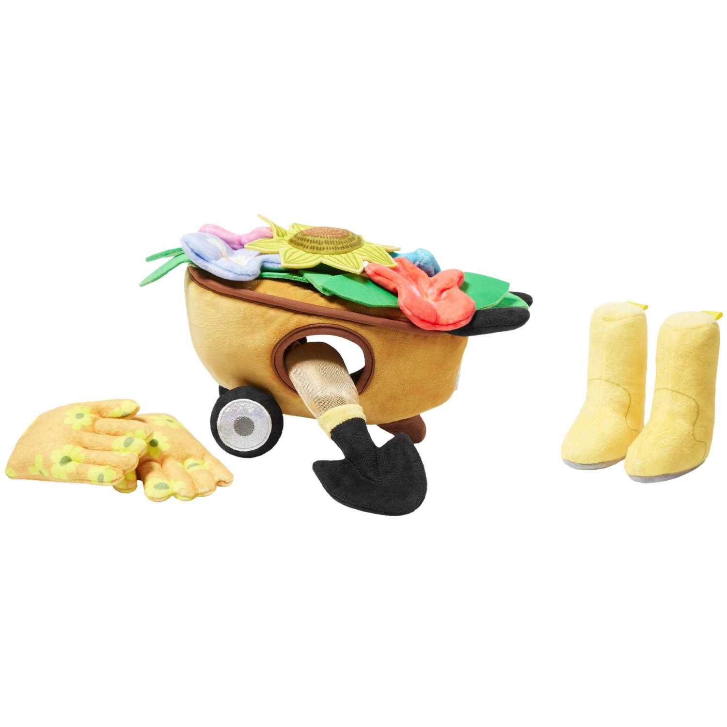 Frisco Spring Wheelbarrow Hide And Seek Puzzle Plush Squeaky Dog Toy 3 Frisco Spring Wheelbarrow Hide And Seek Puzzle Plush Squeaky Dog Toy