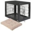 Frisco Double Door Furniture Style Dog Crate, Black & Frisco Swirl Dog Crate Mat -Frisco 947710 MAIN. AC SS1800 V1693600276