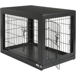 Frisco Double Door Furniture Style Dog Crate, Black & Frisco Swirl Dog Crate Mat -Frisco 947710 PT1. AC SS1800 V1693600814