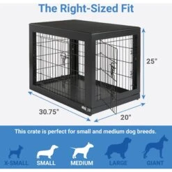 Frisco Double Door Furniture Style Dog Crate, Black & Frisco Swirl Dog Crate Mat -Frisco 947710 PT2. AC SS1800 V1693920105